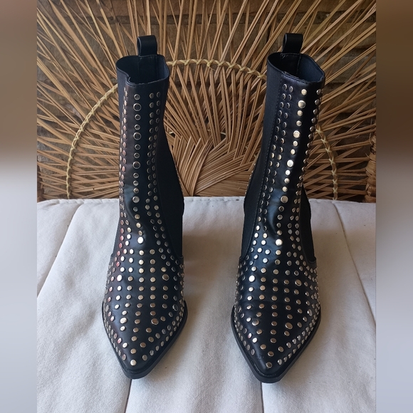 Shu Shop Studded Black Ankle Cowgirl Boots_8 - Picture 2 of 8